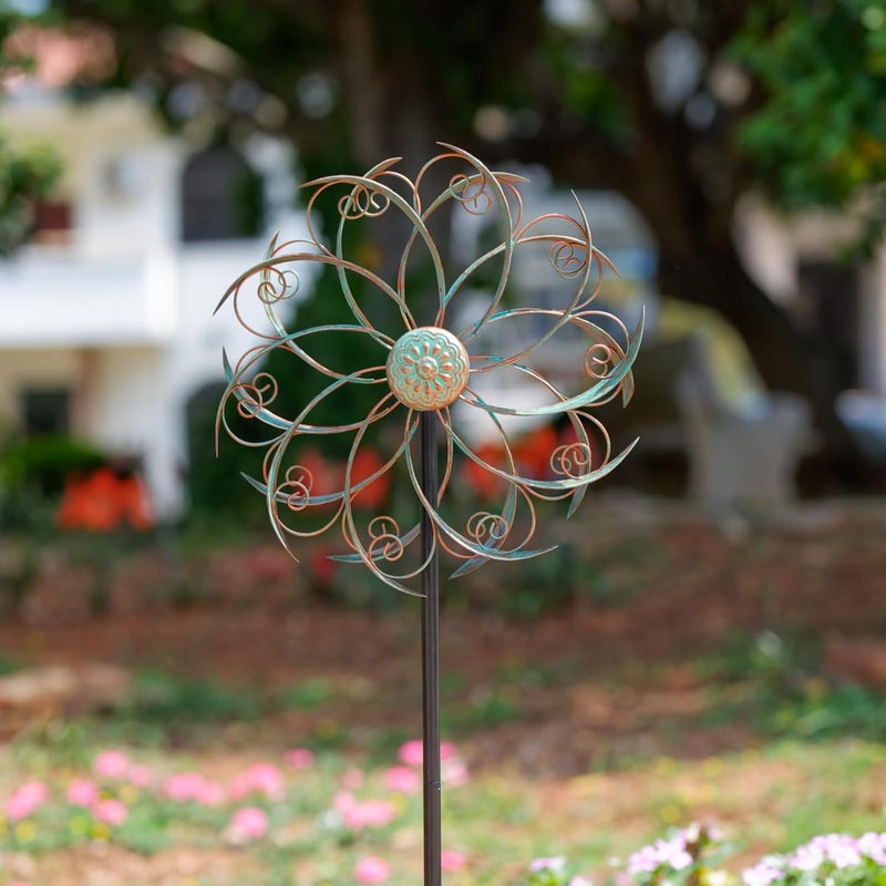 VEWOSTAR Wind Spinners Outdoor Wind Spinner Metal 13” Dia Wind Spinners for Yard and Garden Decor Pinwheels Wind Sculptures & Spinners(57” H) - Image 2
